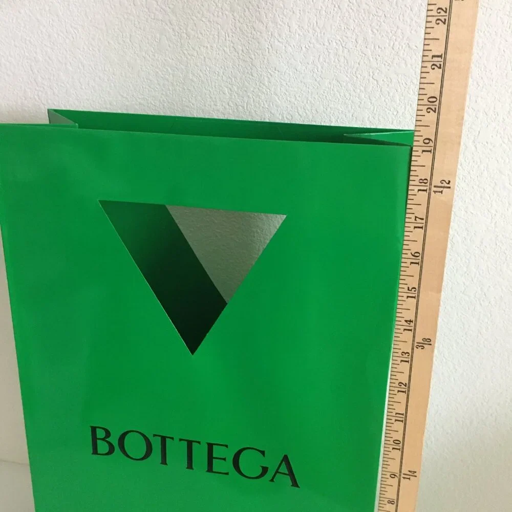 Bottega Veneta Green Logo Shopping Paper Bag – 100% Authentic